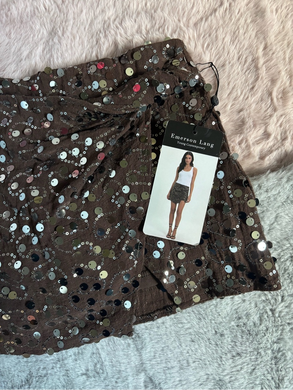 Emerson lang brown sequin shorts skirt